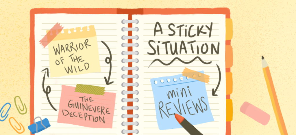 sticky note mini review featured image for warrior of the wild and the guinevere deception